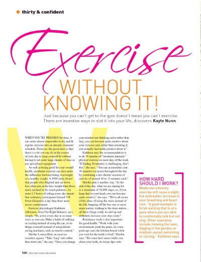 Exercise without knowing it
